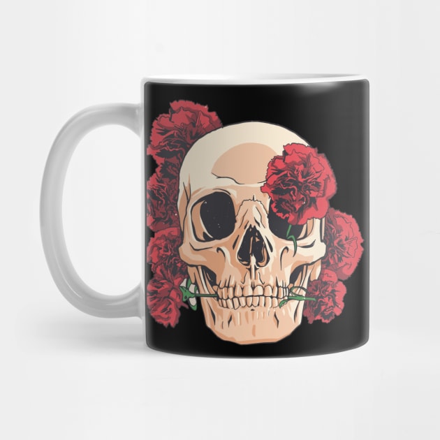 Skull With Flowers - Hand Drawn by LAPublicTees